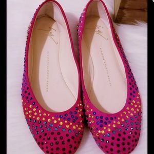 Giuseppe Zanotti HotPink Swarovski flat shoes